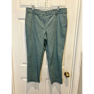 Loft Slim Pants in Linen Twill Women’s‎ Sz 14 Brilliant Emerald